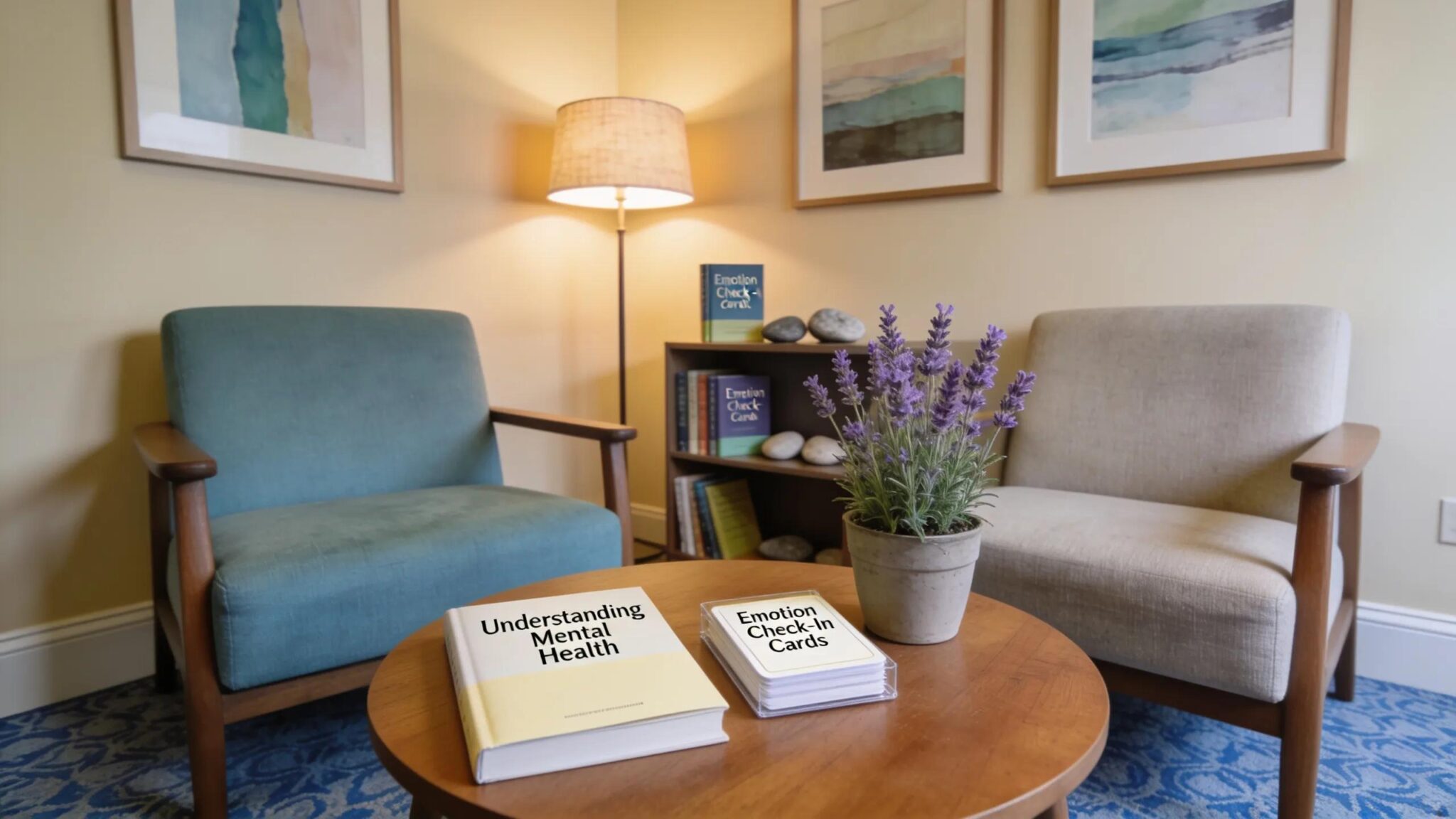 Therapy office setup emphasizing professional environments for mental health compliance