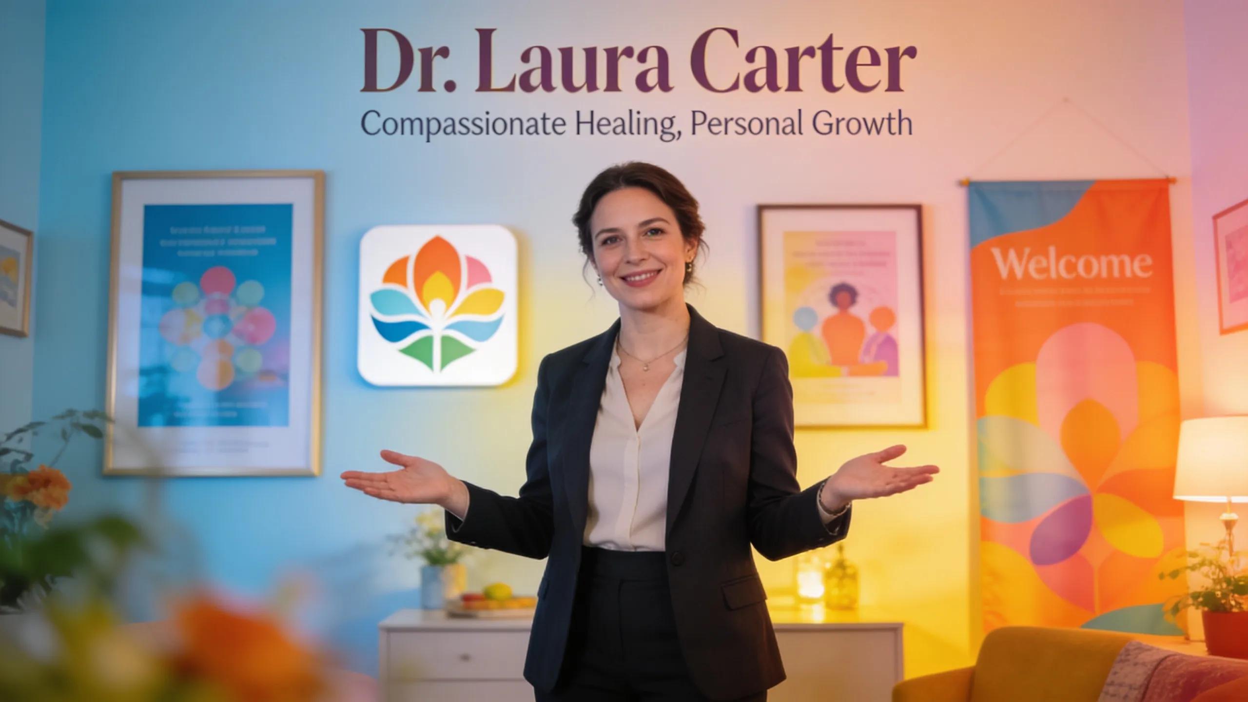 Therapist showcasing strong brand identity in their professional space