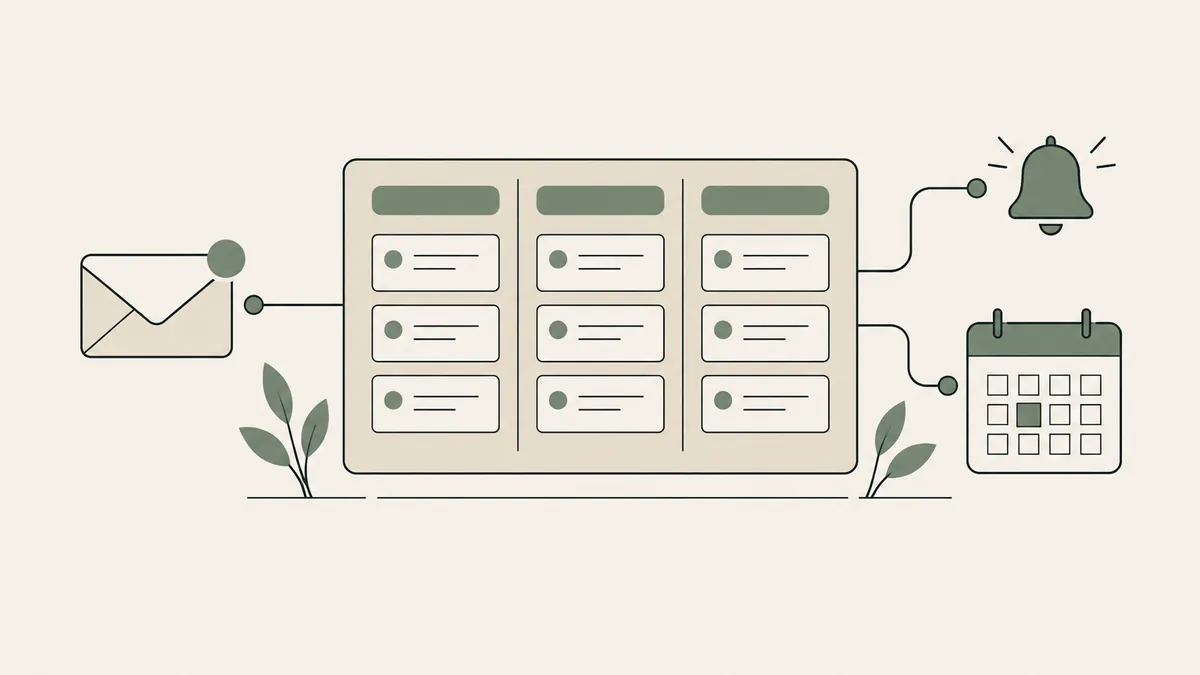 A client inquiry board connects messages, reminders and appointments for therapy practice CRM management