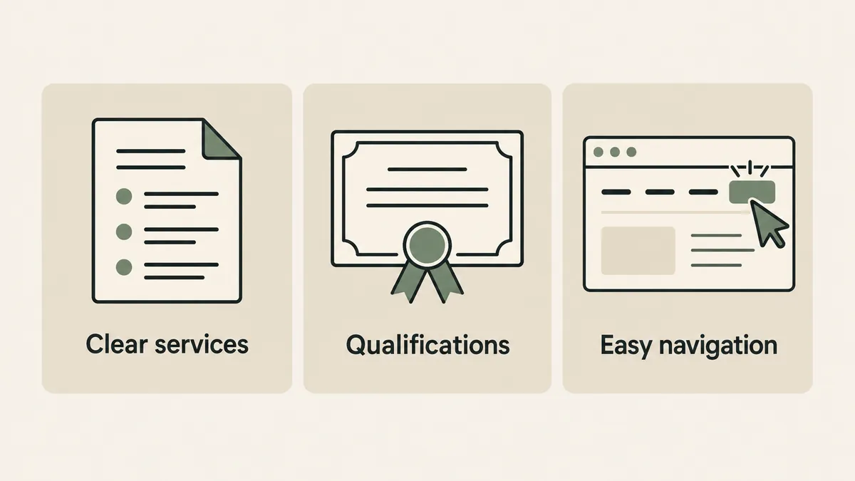 Service descriptions, qualifications and easy navigation illustrate credibility on a couples counseling website.