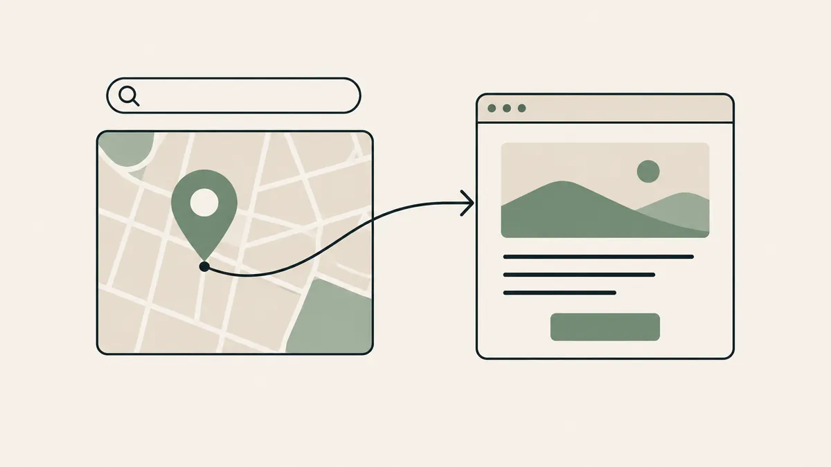 A local map pin links directly to a practice webpage, illustrating how nearby clients find therapists through search.