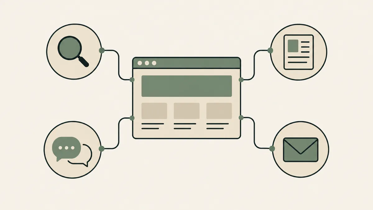 A website connects search, articles, conversation and email in an integrated online marketing system for therapists.