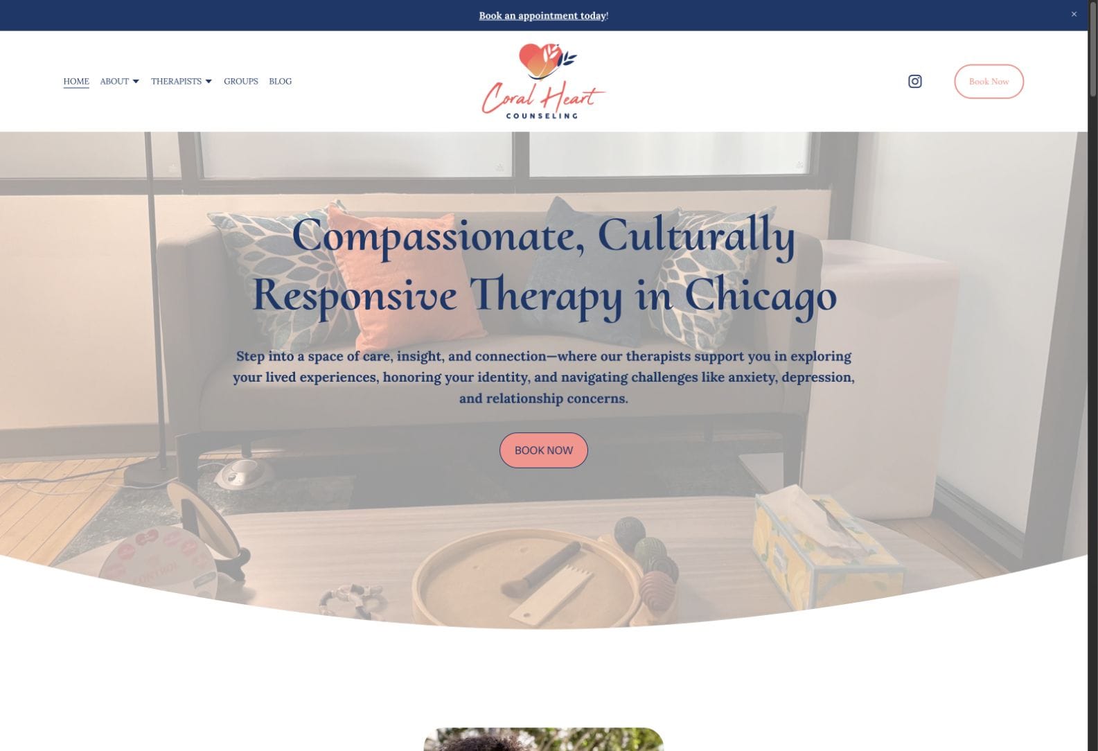 Coral Heart Counseling website homepage