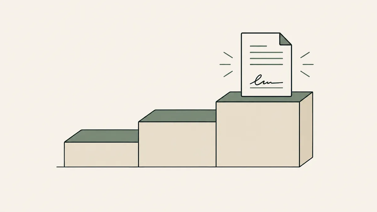 A signed agreement rests on the highest of three steps, illustrating why a CRM plan's agreement terms matter.