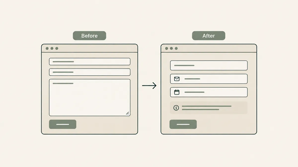 A website layout connects to highlighted contact form, calendar and inbox modules that collect visitor information.